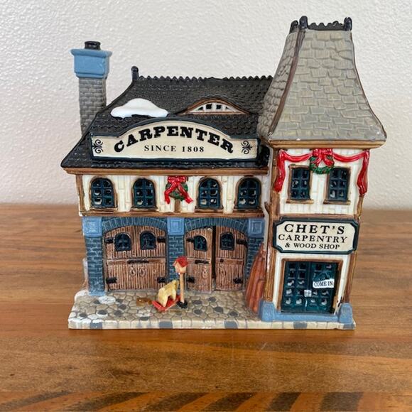 LEMAX RARE 2000 Caddington Village Chet's Carpentry Wood Shop Lighted House - Picture 1 of 8